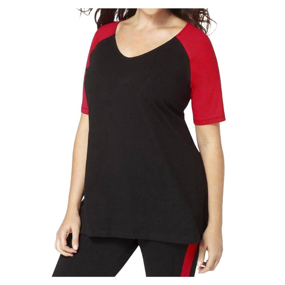 NEW ALWAYS FOR ME plus size baseball shirt in black and red
